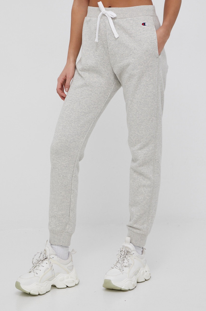 Champion pantaloni femei, culoarea gri, melanj