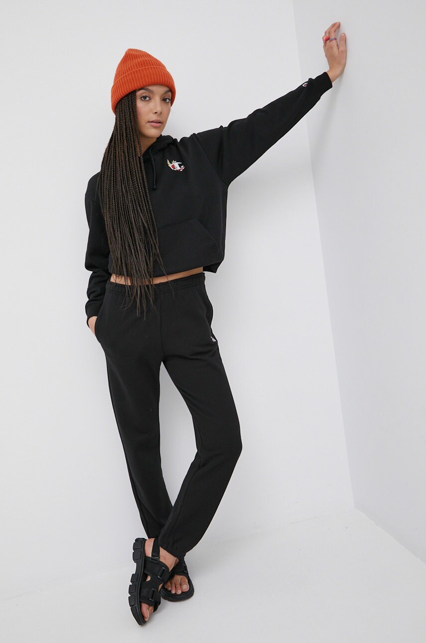 Champion pantaloni de trening 114925 femei, culoarea negru, neted