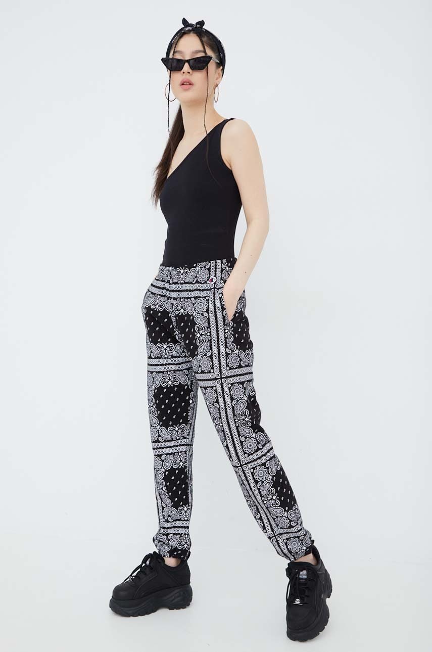 Champion pantaloni 115122 femei, culoarea negru, modelator