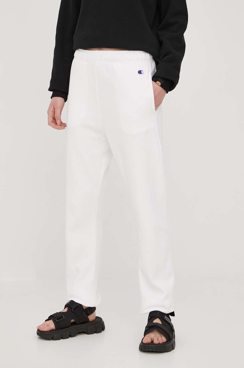 Champion pantaloni de trening 115098 femei, culoarea alb, neted