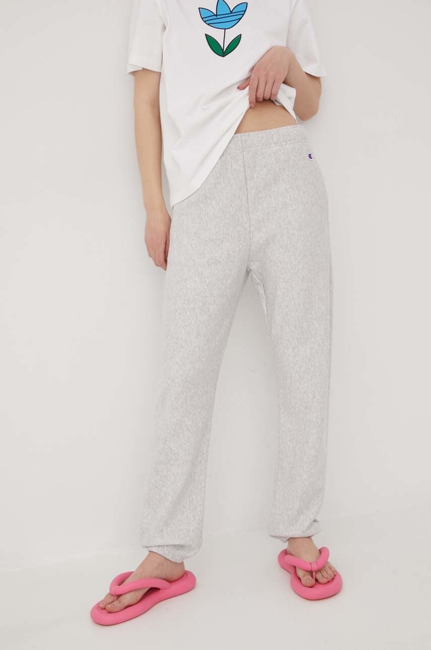 Champion pantaloni de trening 115098 femei, culoarea gri, neted