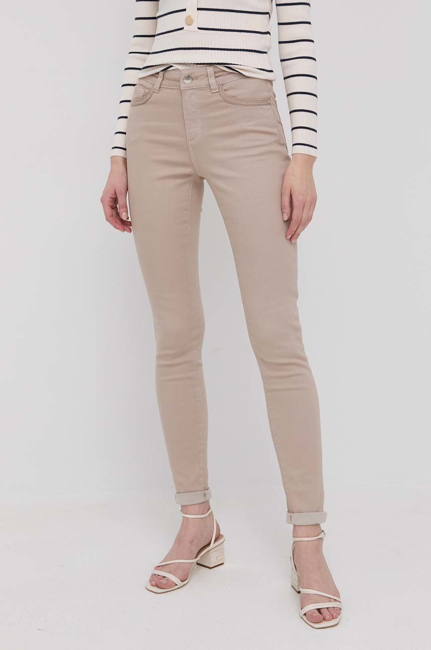 Morgan pantaloni femei, culoarea bej, mulata, medium waist answear.ro