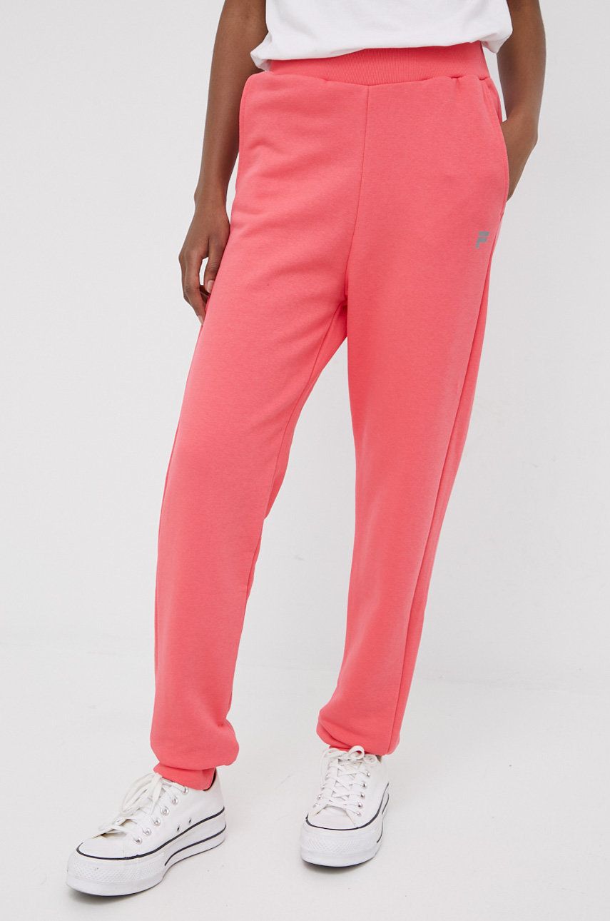 Fila spodnie dresowe damskie kolor różowy gładkie