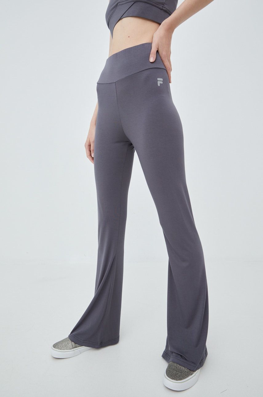 Kalhoty Fila dámské, šedá barva - šedá -  94% Viskóza