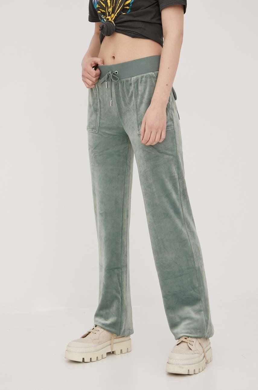 Juicy Couture pantaloni de trening femei, culoarea verde, neted answear.ro