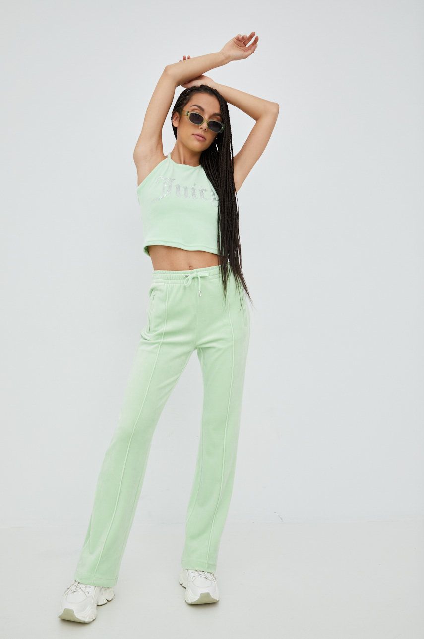 Juicy Couture pantaloni de trening femei, culoarea verde, cu imprimeu answear.ro