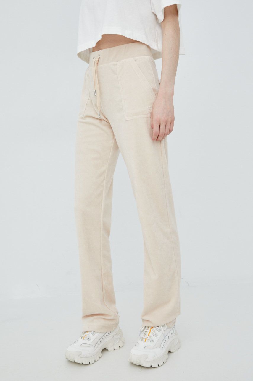 Juicy Couture spodnie dresowe damskie kolor beżowy gładkie