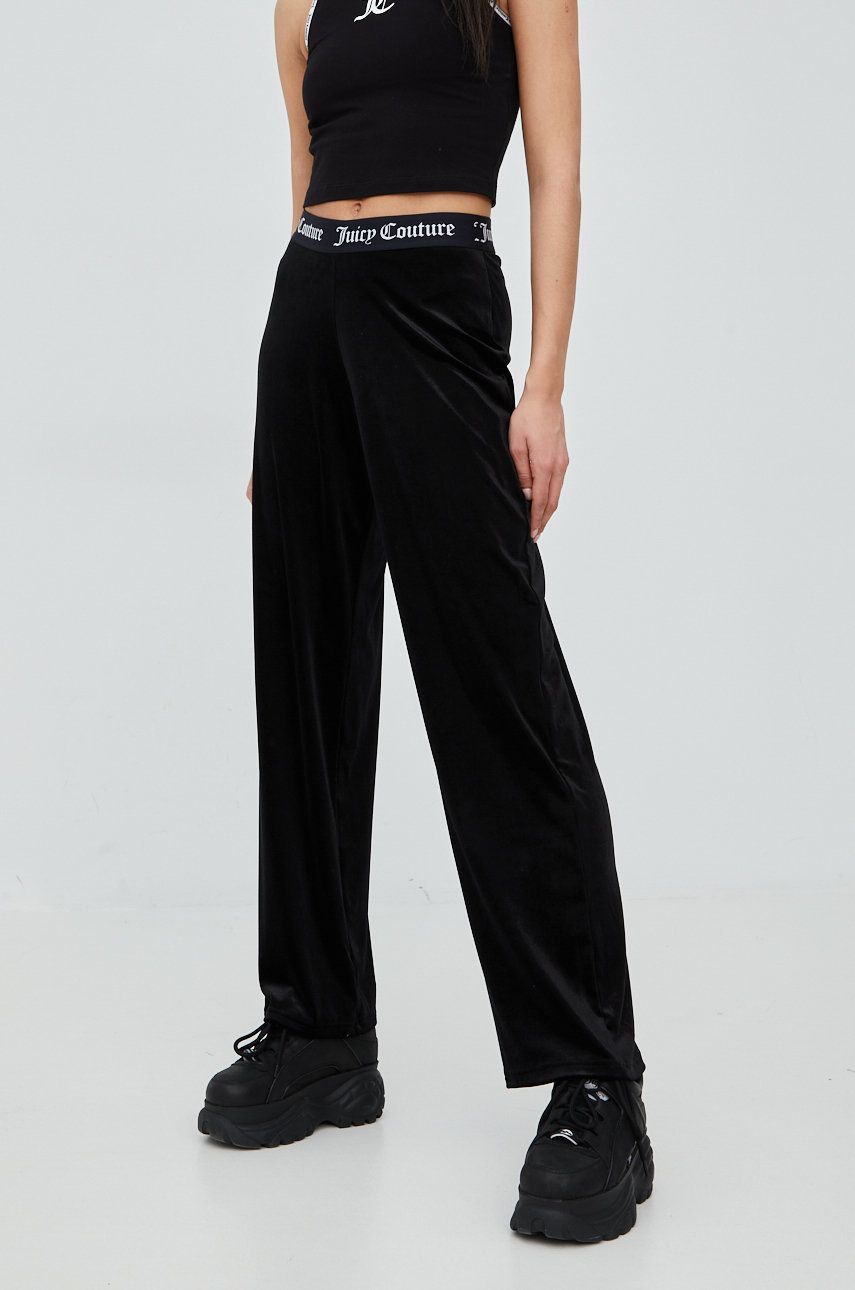 Juicy Couture pantaloni de trening femei, culoarea negru, neted answear.ro