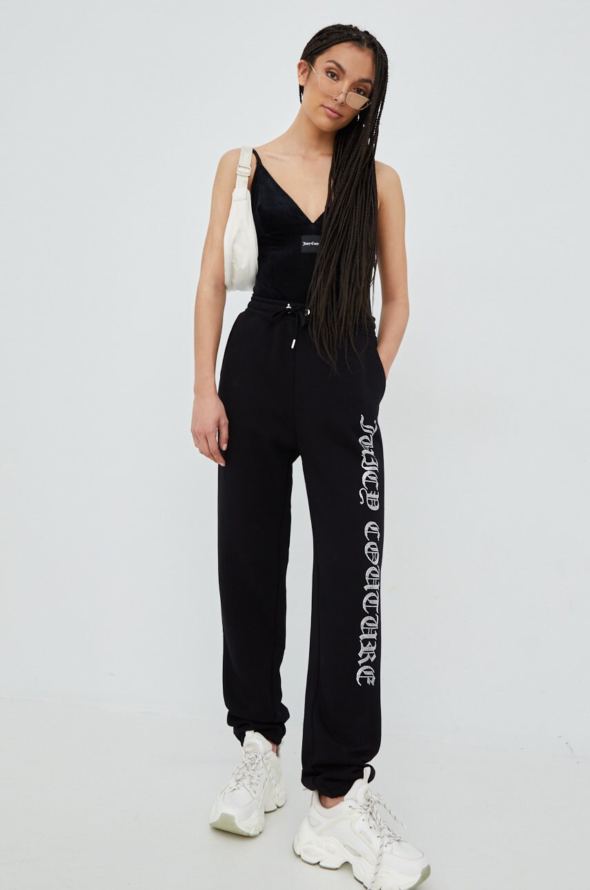

Спортивные штаны Juicy Couture женские цвет чёрный с аппликацией