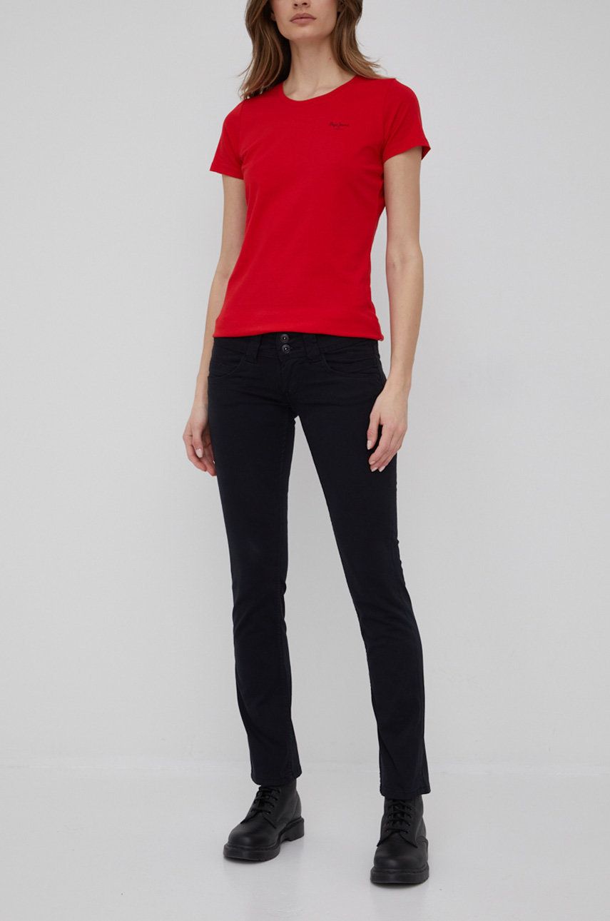 Pepe Jeans pantaloni femei, culoarea negru, drept, high waist answear imagine noua