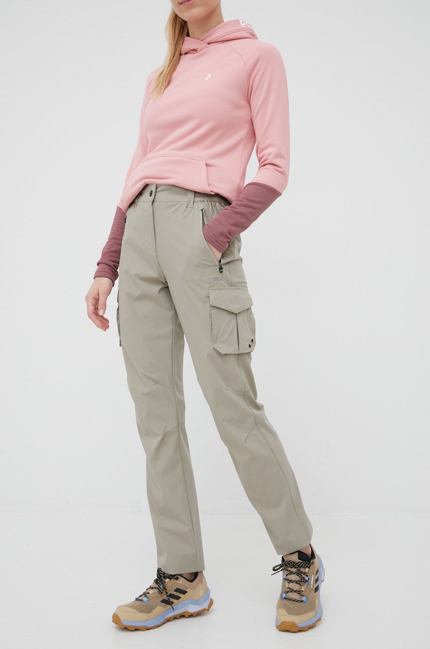 CMP pantaloni de exterior femei, culoarea bej imagine reduceri black friday 2021 answear.ro