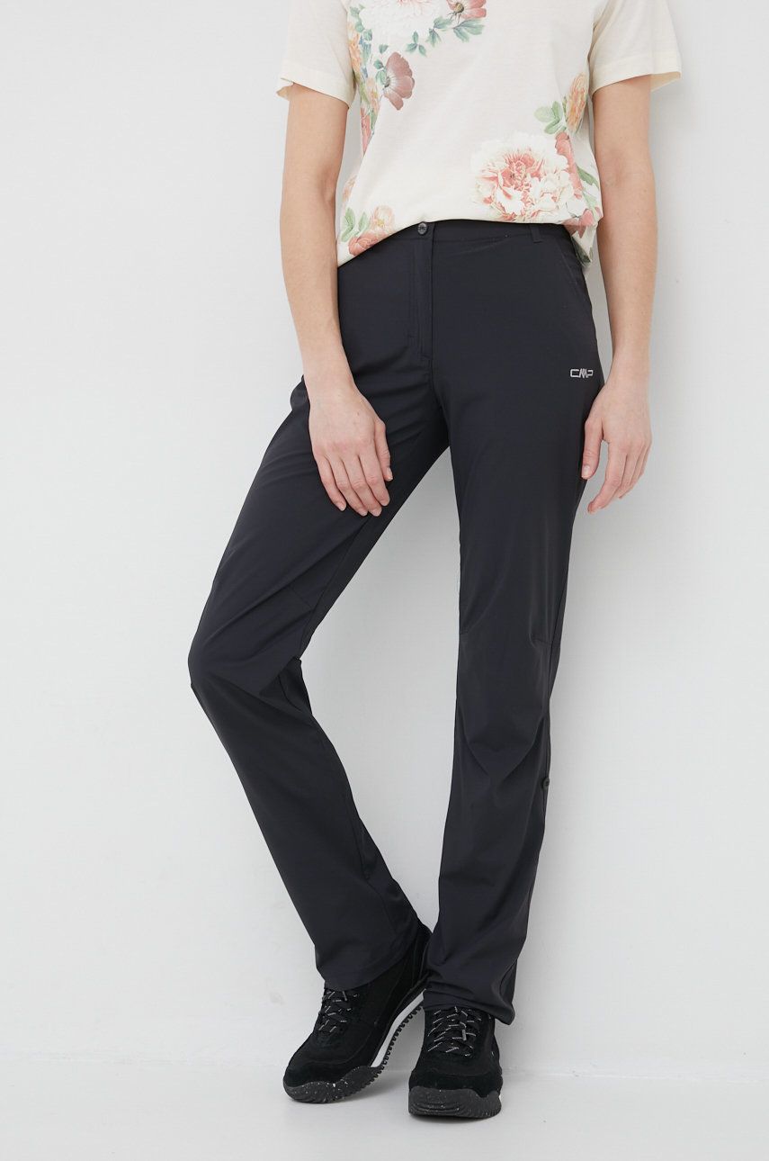 CMP pantaloni de exterior femei, culoarea negru, drept, medium waist imagine reduceri black friday 2021 answear.ro