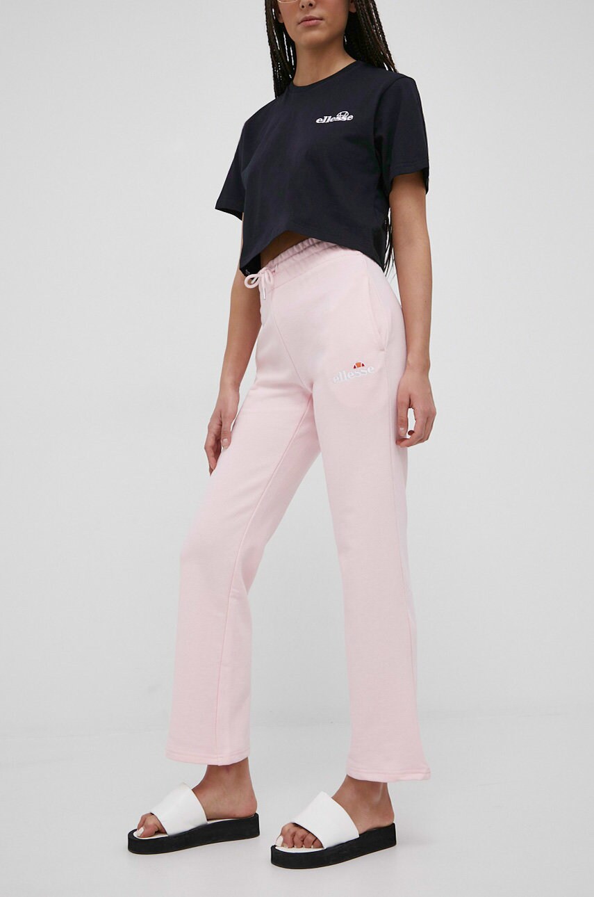 Ellesse pantaloni femei, culoarea roz, cu imprimeu