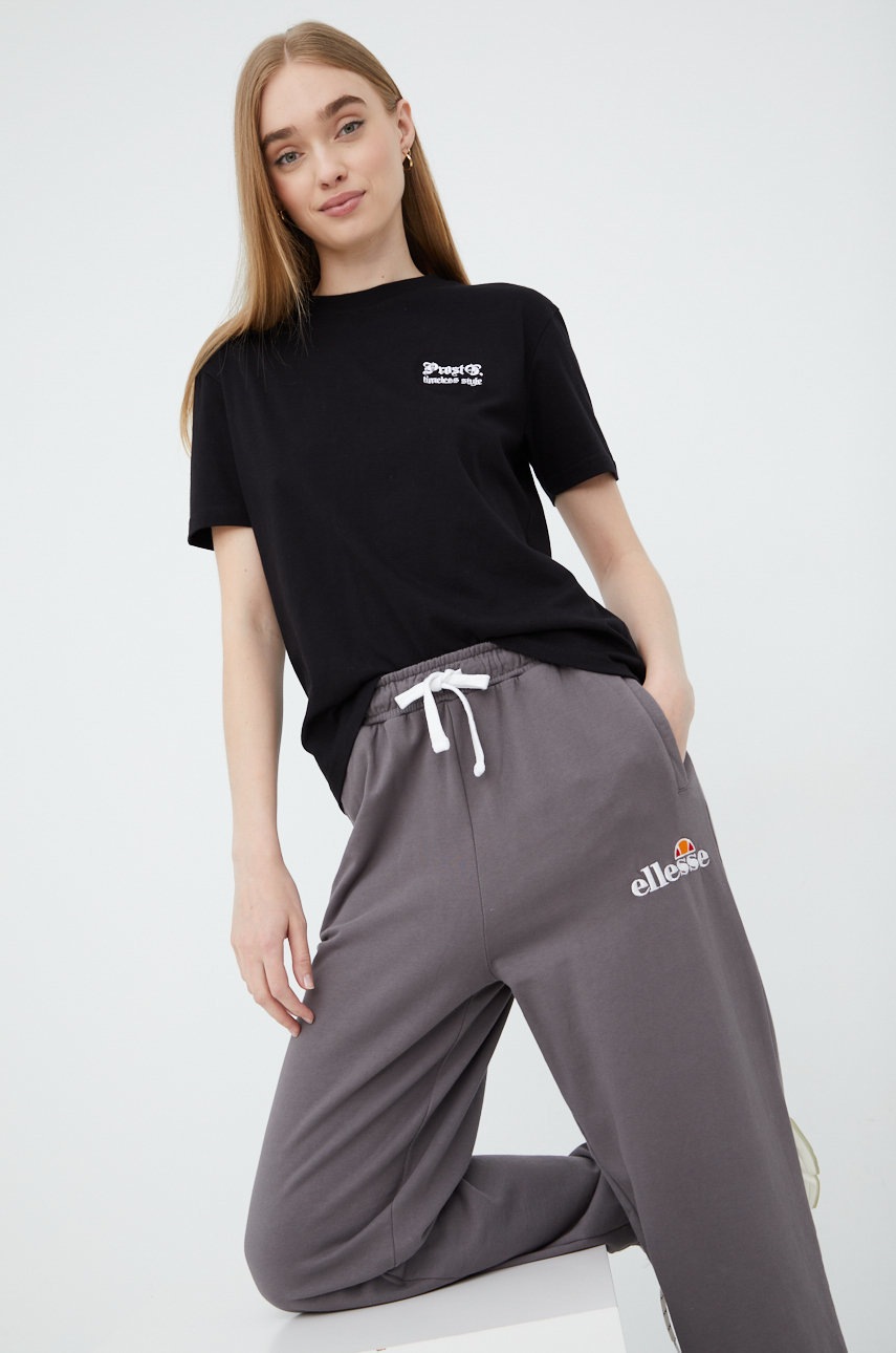 

Бавовняні спортивні штани Ellesse жіночі колір сірий з аплікацією