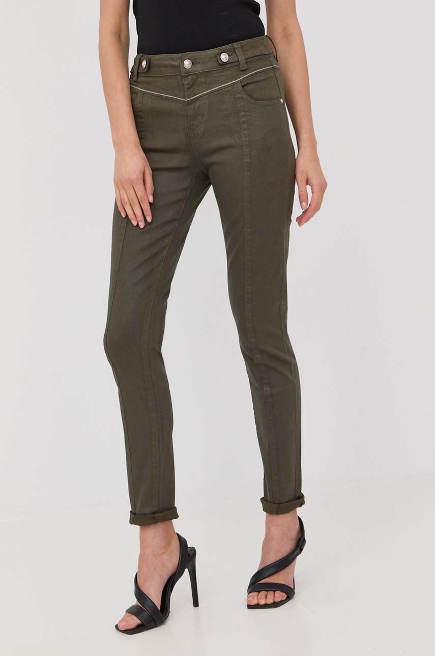 Morgan Pantaloni Femei, Culoarea Verde, Mulata, Medium Waist