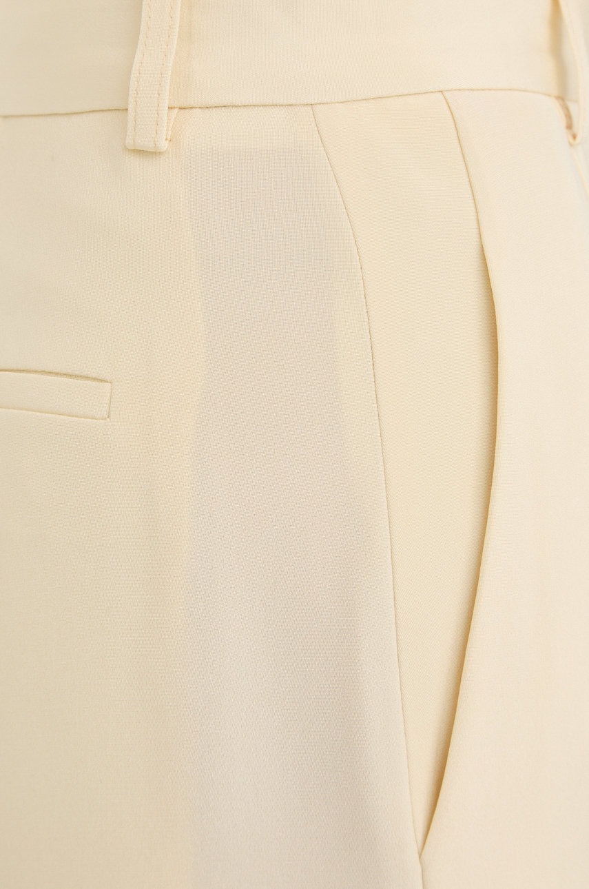 Μεταξωτό παντελόνι Victoria Beckham χρώμα: μπεζ, φωτογραφία