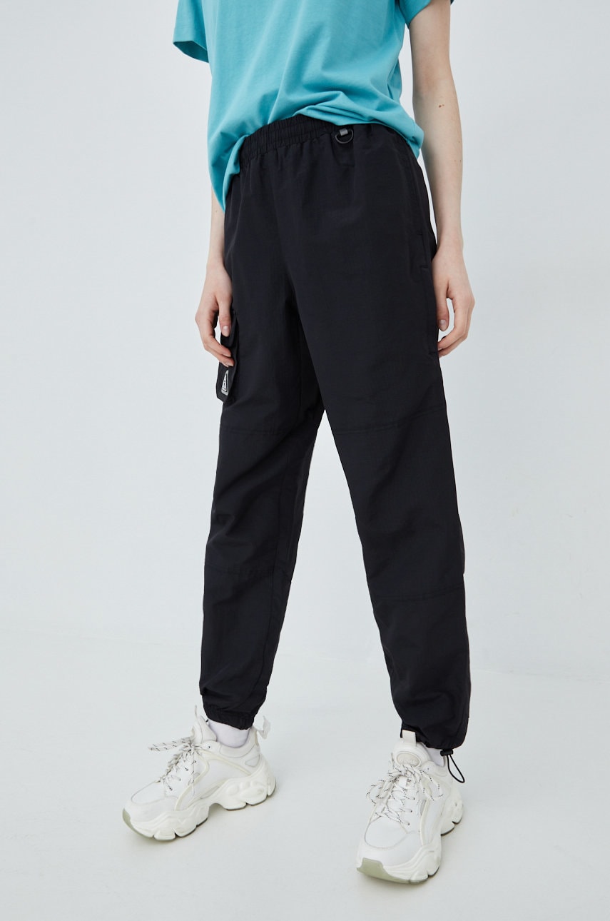 Huf pantaloni femei, culoarea negru, neted