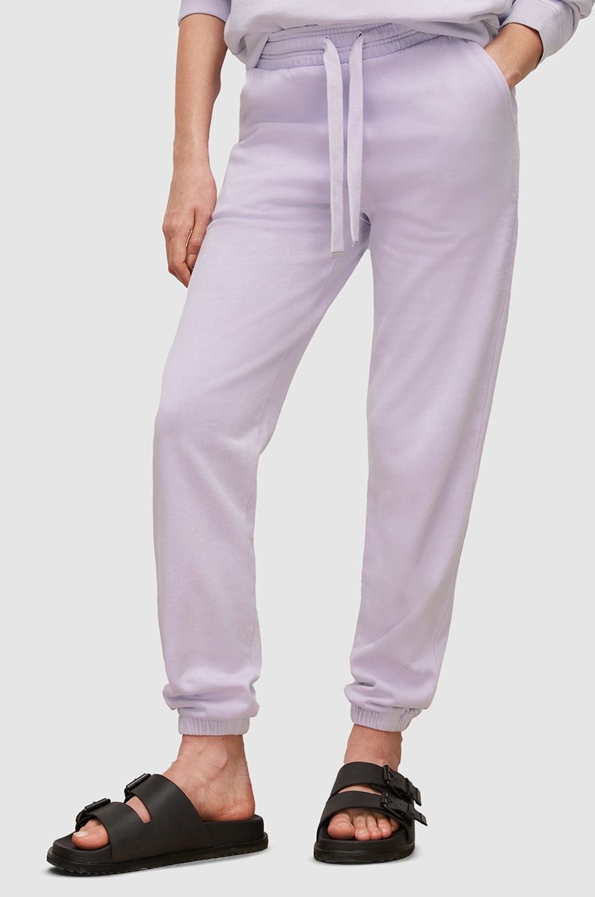 AllSaints pantaloni de trening femei, culoarea violet, neted