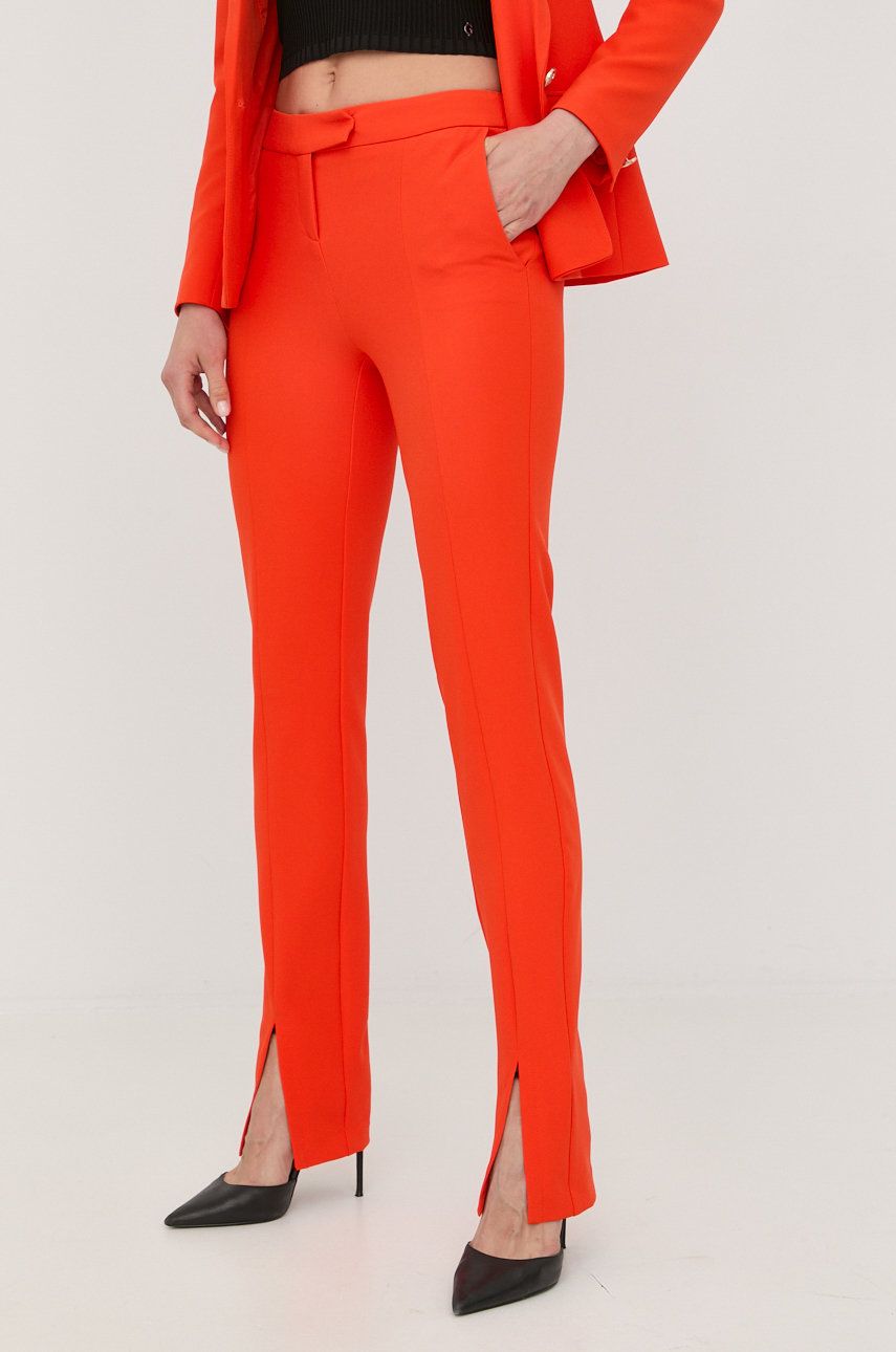 Kalhoty Morgan dámské, oranžová barva, fason cargo, high waist - oranžová -  Hlavní materiál: 9