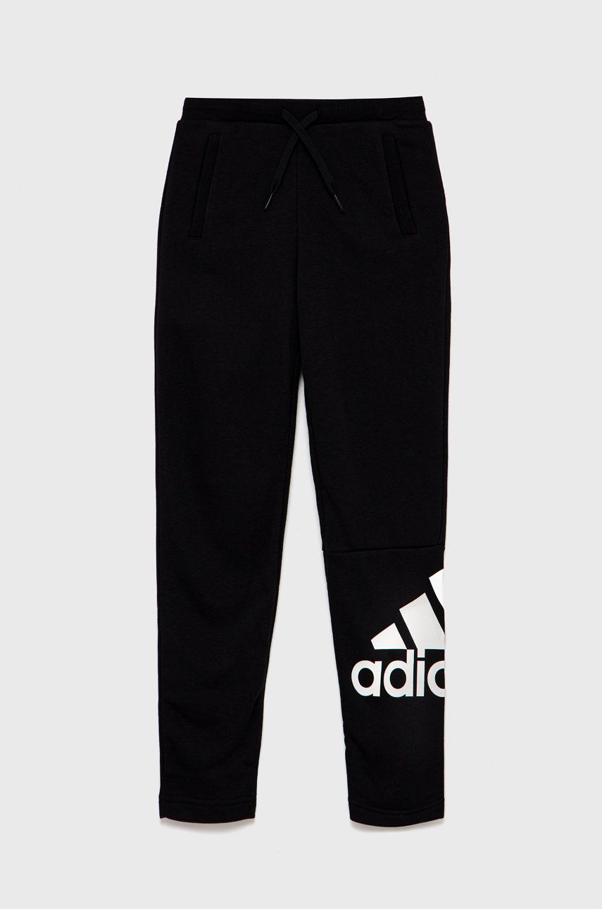 Adidas Performance spodnie dziecięce kolor czarny z nadrukiem