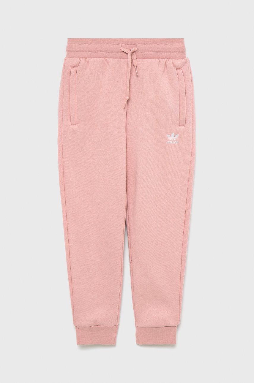 Levně Dětské kalhoty adidas Originals HD2056 růžová barva, hladké