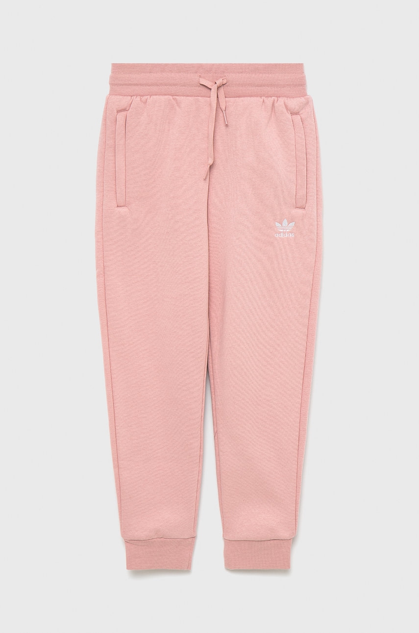 Levně Dětské kalhoty adidas Originals HD2056 růžová barva, hladké