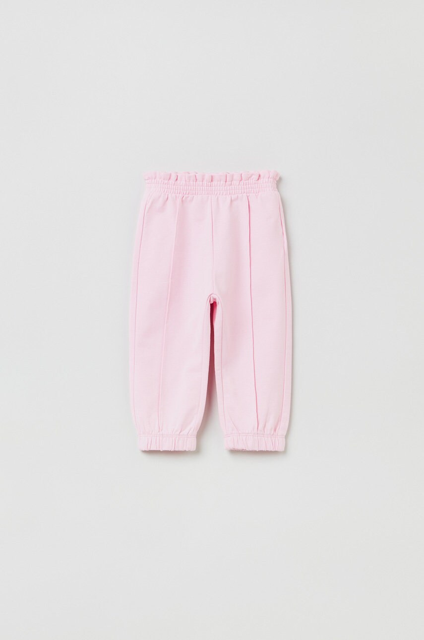 OVS pantaloni copii culoarea roz, neted