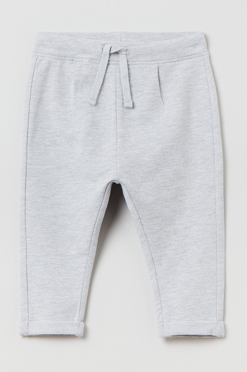 Dětské kalhoty OVS šedá barva, hladké - šedá -  90% Bavlna