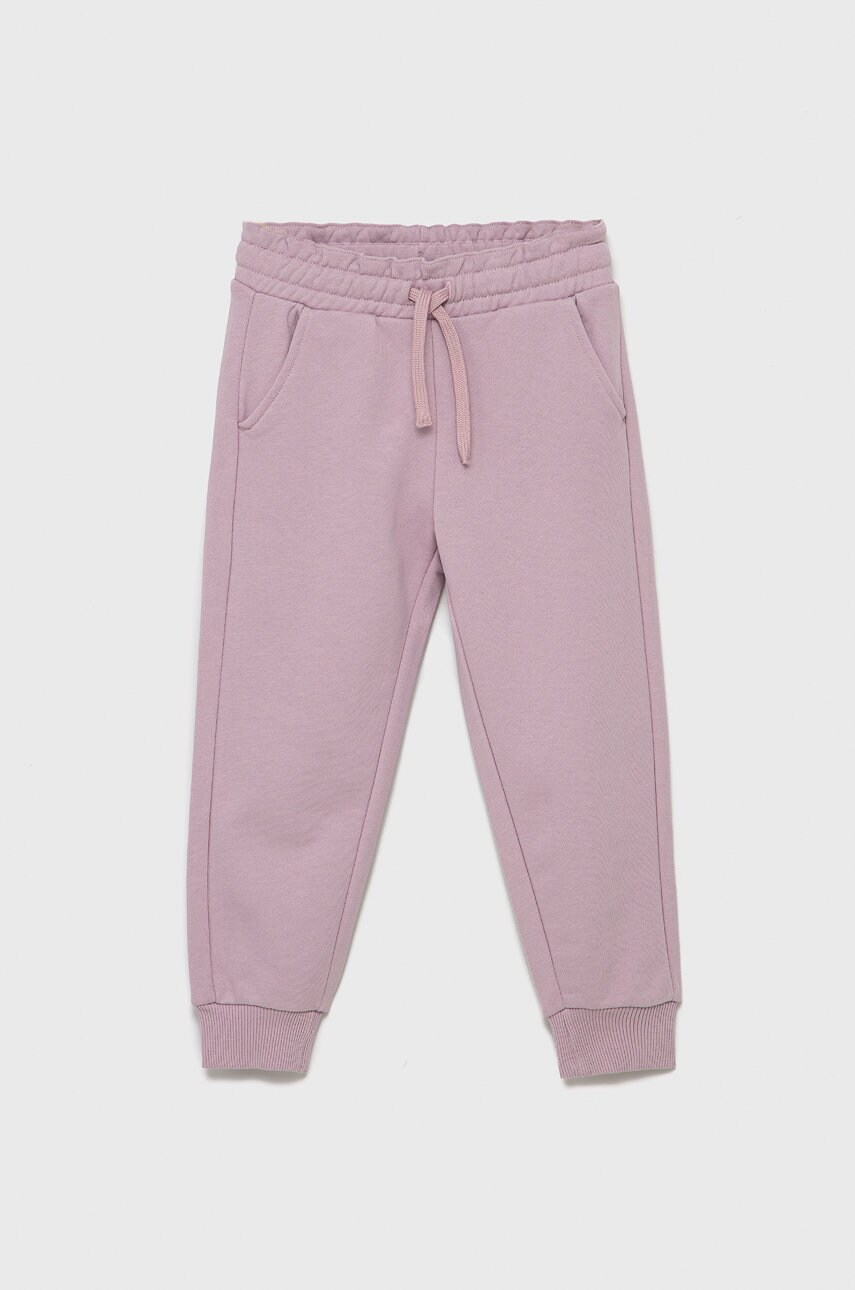 United Colors Of Benetton pantaloni de bumbac pentru copii culoarea roz, neted