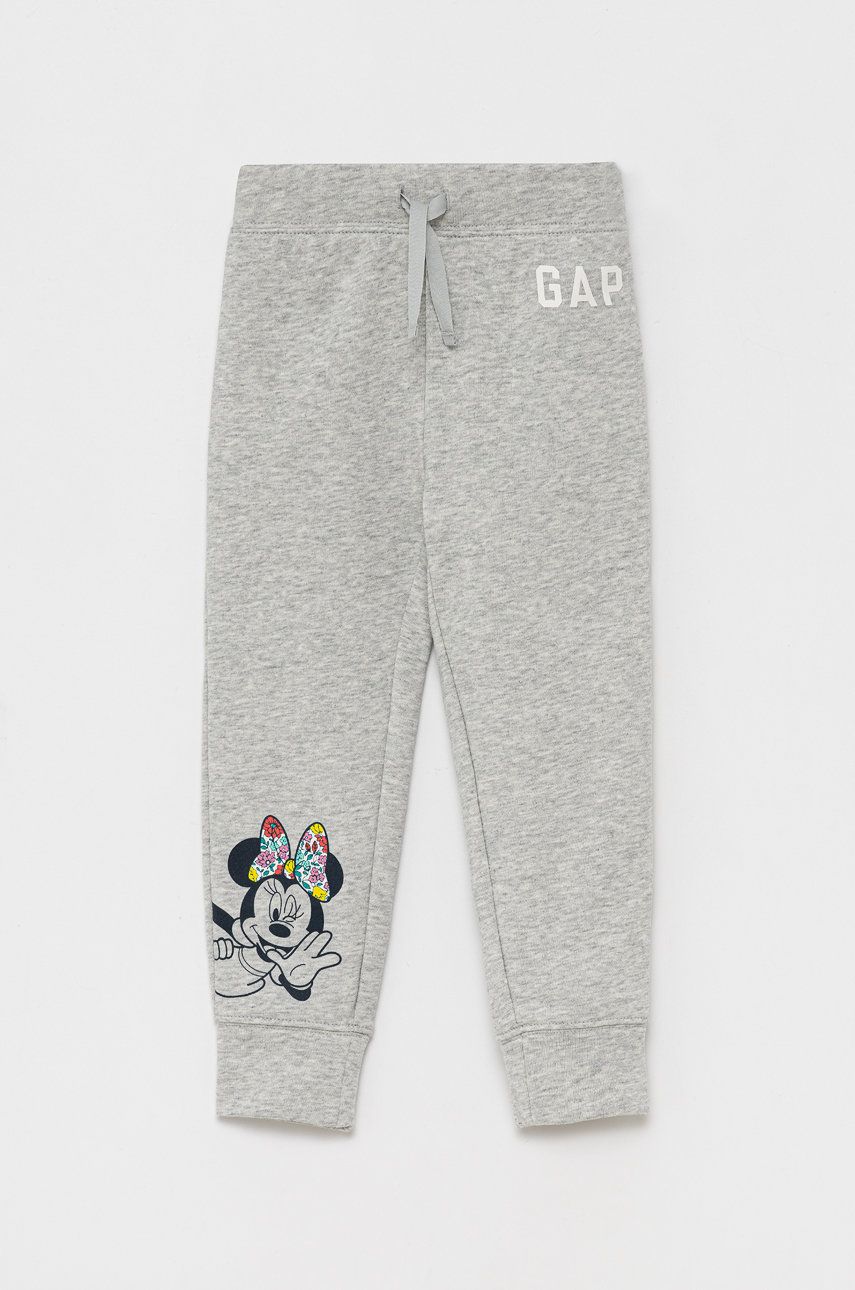 Gap GAP spodnie dresowe dziecięce x Disney kolor szary z nadrukiem