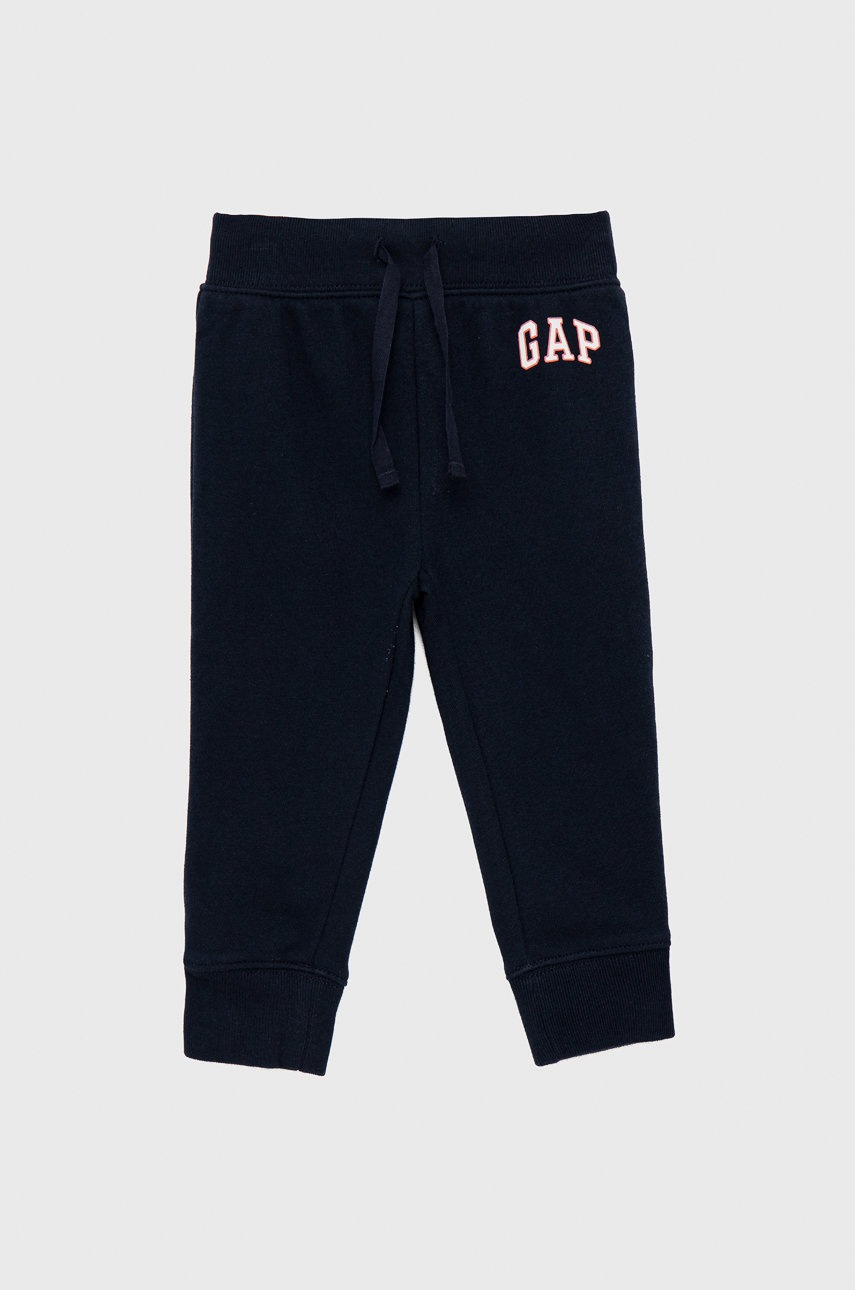 GAP pantaloni copii culoarea albastru marin, neted