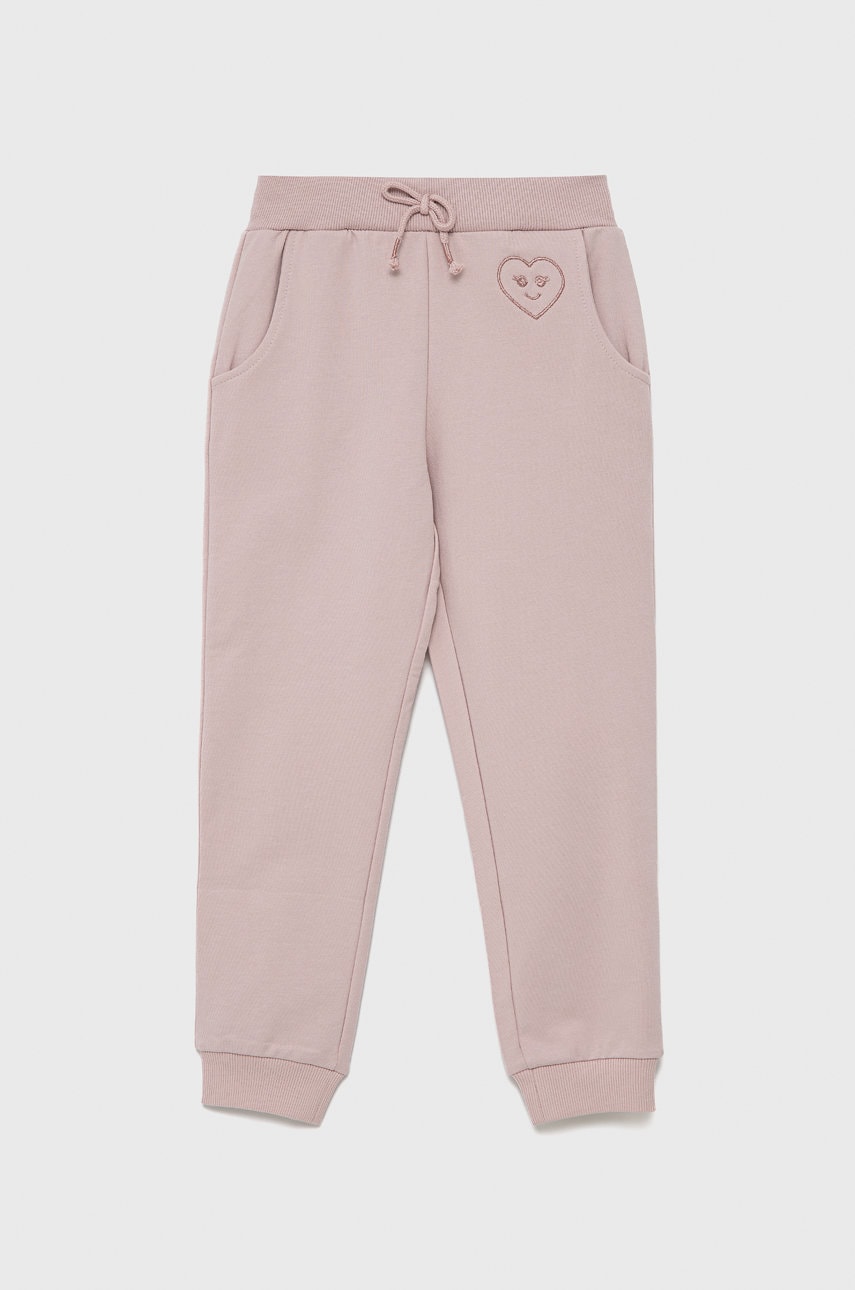 Name It pantaloni copii culoarea roz, neted