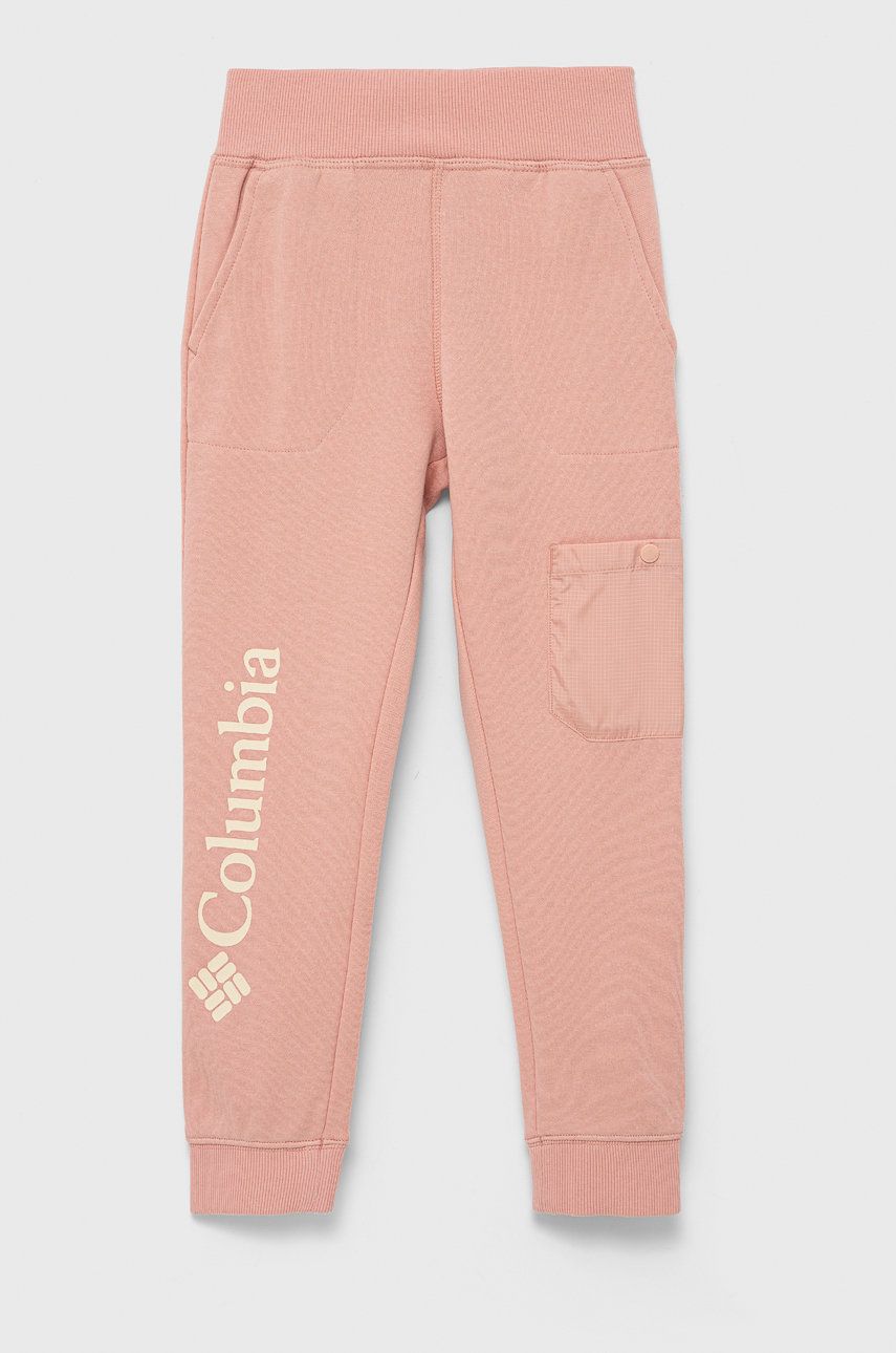 Columbia spodnie dziecięce kolor różowy z nadrukiem