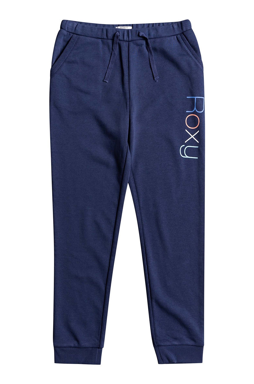 Roxy pantaloni de trening pentru copii culoarea albastru marin, cu imprimeu