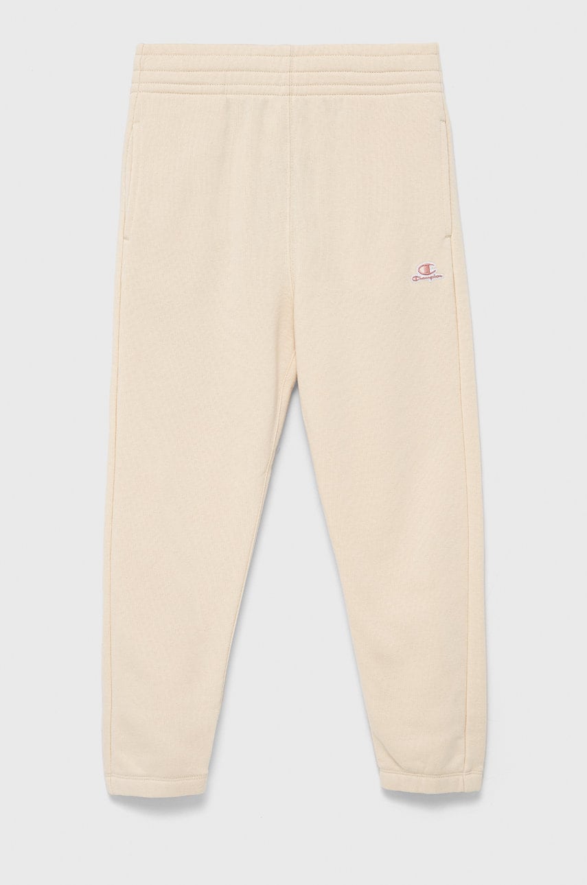 Champion pantaloni copii culoarea bej, neted