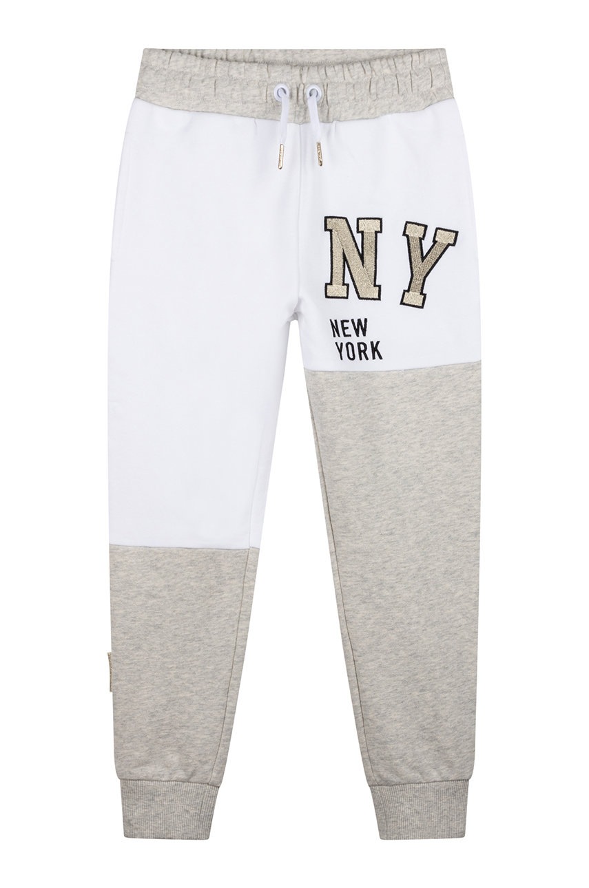 Dkny pantaloni copii culoarea bej, melanj