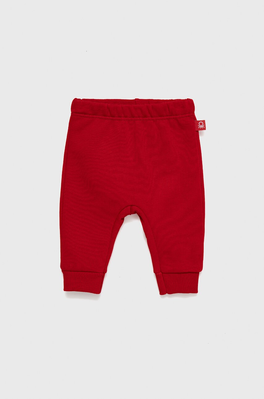 United colors of benetton pantaloni de bumbac pentru copii culoarea rosu, neted