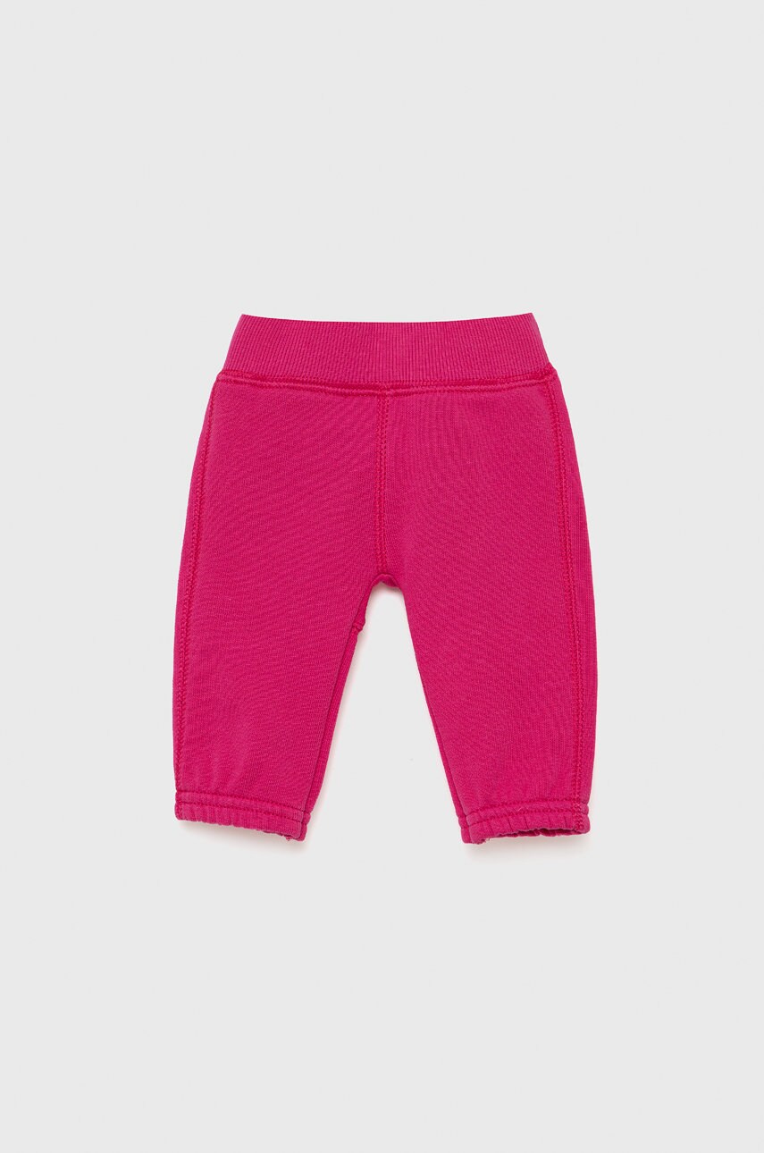 United colors of benetton pantaloni de bumbac pentru copii culoarea roz, cu imprimeu