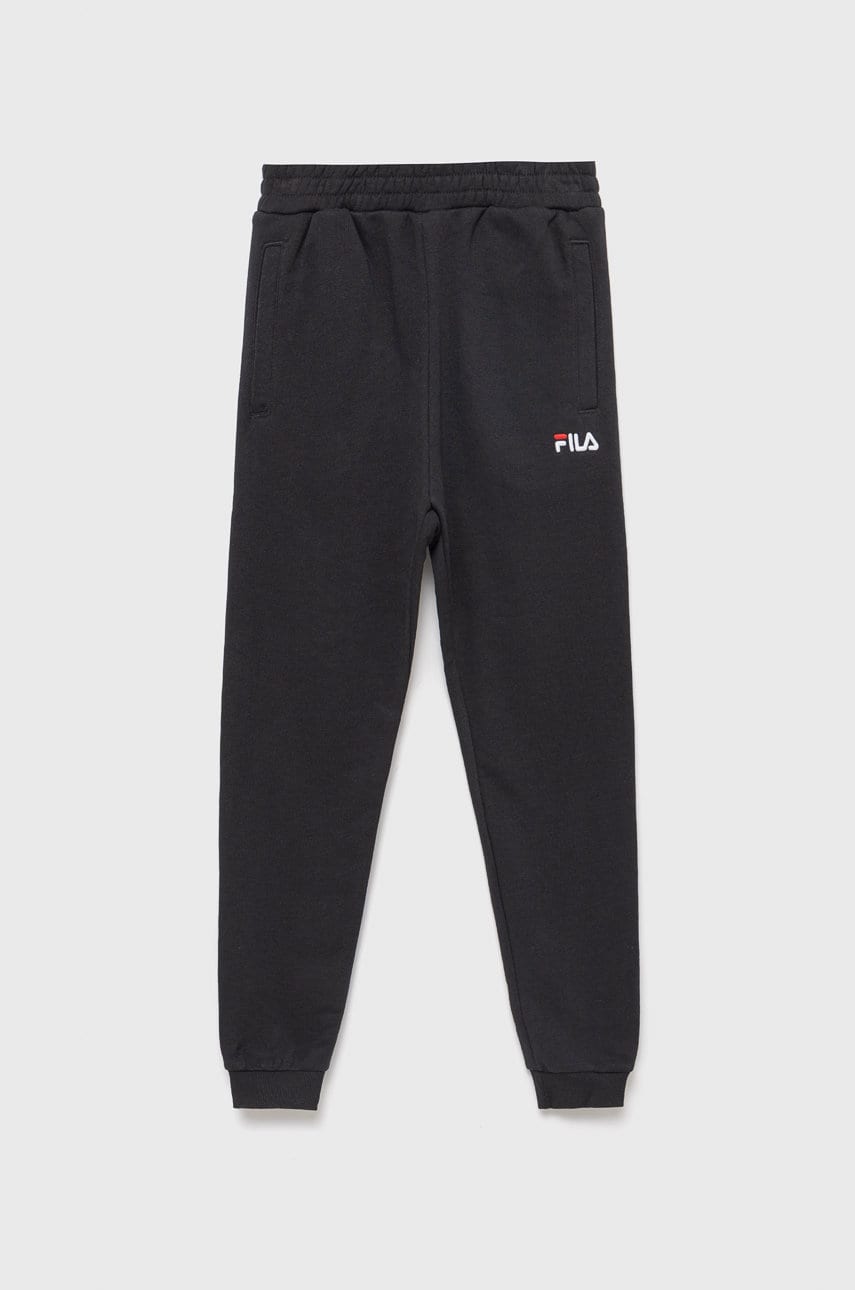Fila pantaloni copii culoarea negru, neted