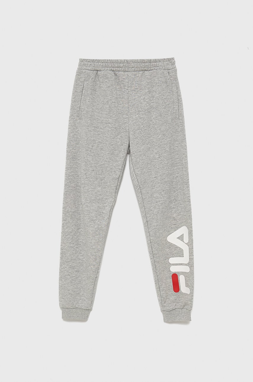 Fila pantaloni copii culoarea gri, cu imprimeu