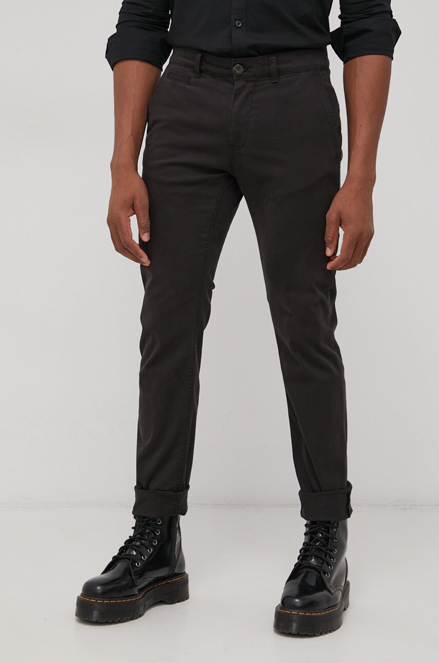 Tom tailor pantaloni bărbați, culoarea negru, mulat