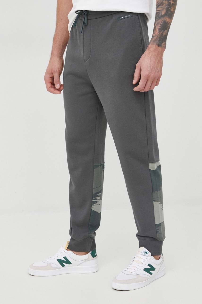Armani exchange pantaloni de trening barbati, culoarea verde, modelator