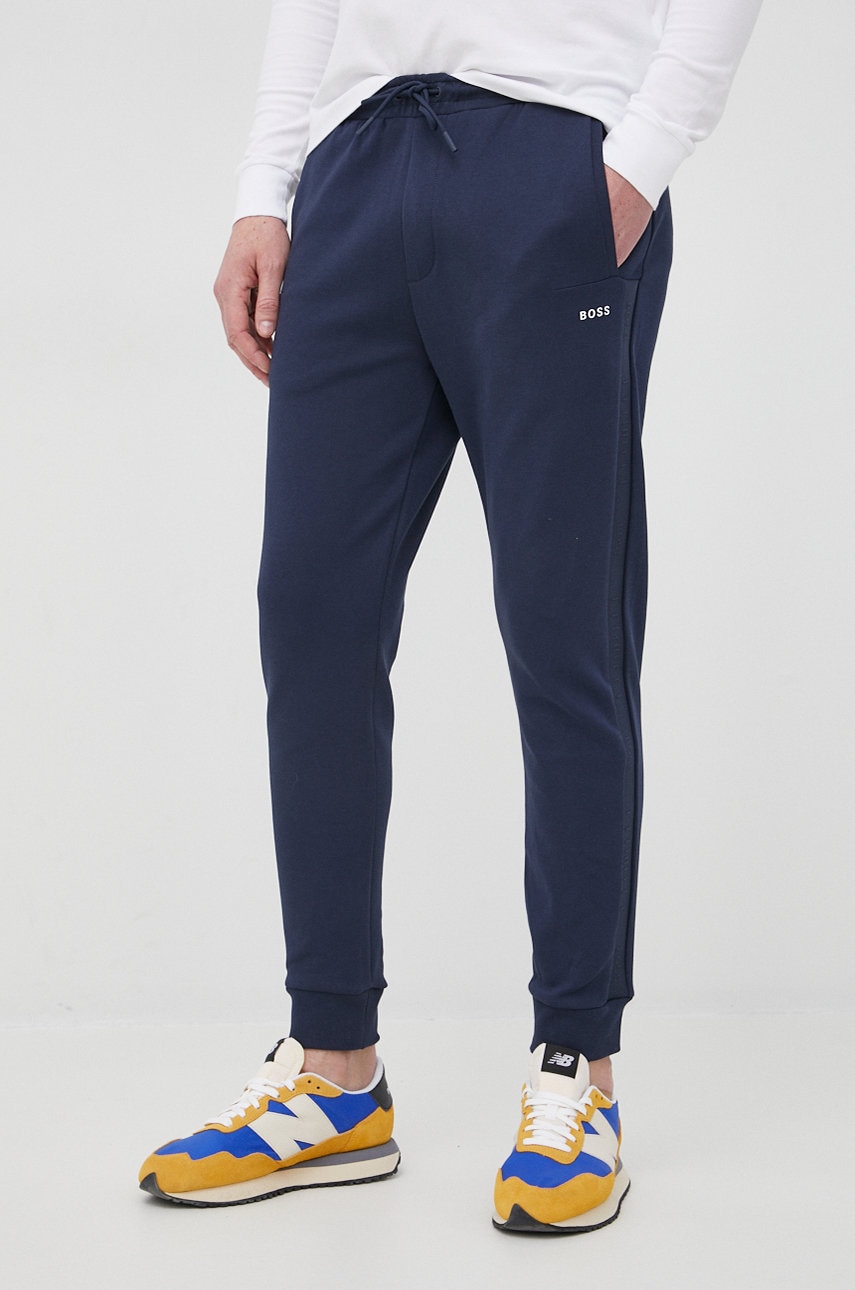 Boss pantaloni boss athleisure barbati, culoarea albastru marin, cu imprimeu