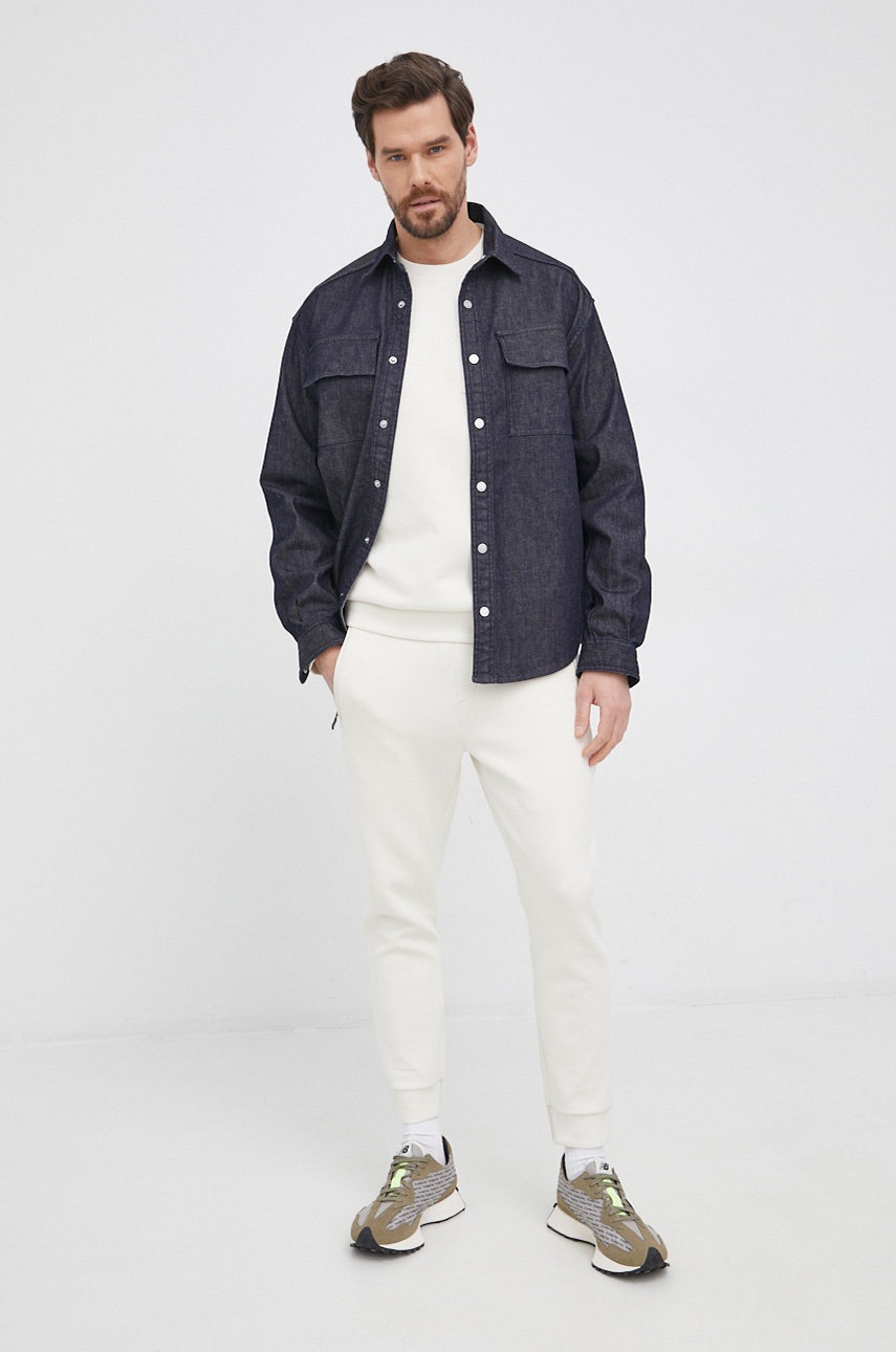 

Брюки Boss Athleisure мужские цвет кремовый гладкие