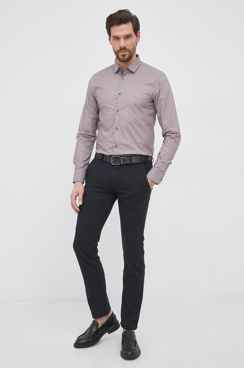 

Брюки Boss Casual мужские цвет синий облегающее