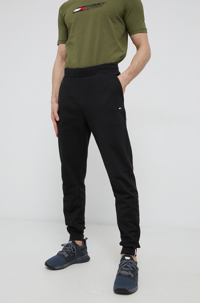 Tommy Hilfiger Spodnie bawełniane męskie kolor czarny gładkie