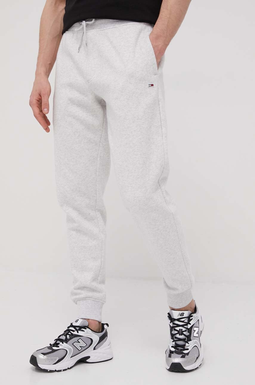 Tommy jeans pantaloni barbati, culoarea gri, neted
