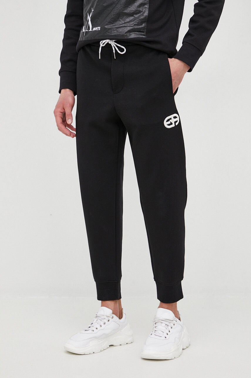 Emporio armani pantaloni de trening barbati, culoarea negru