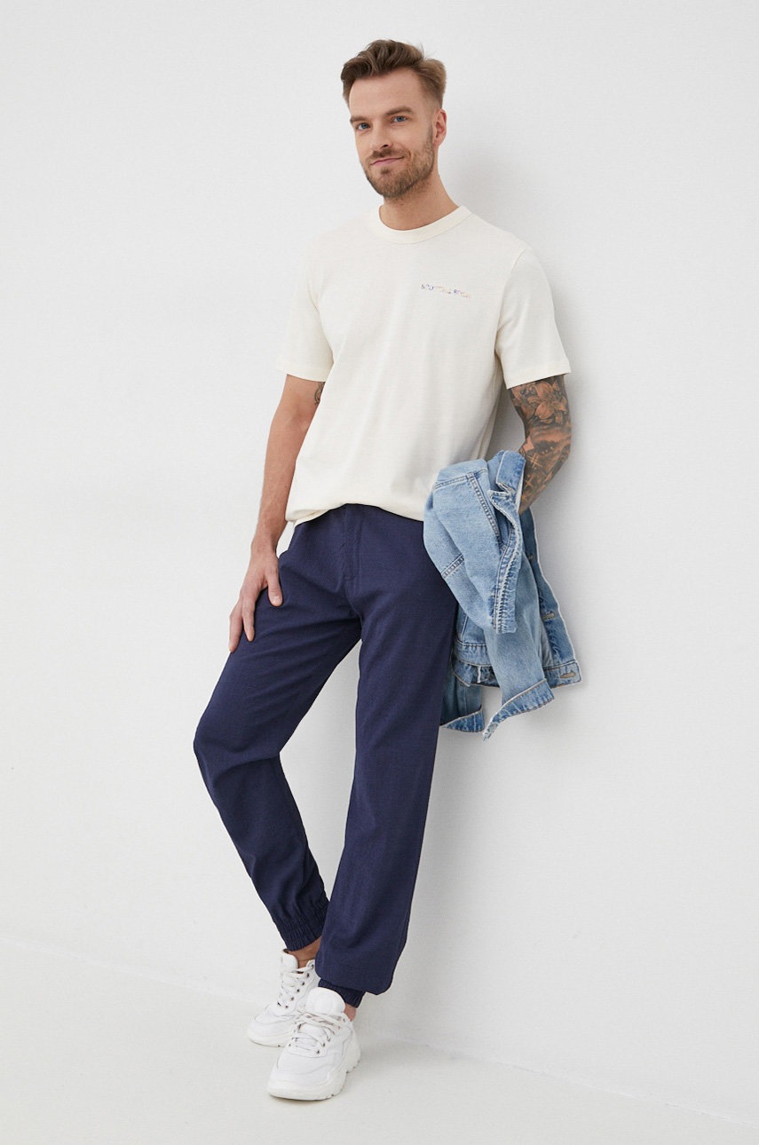 

Шерстяные брюки Emporio Armani мужские цвет синий jogger