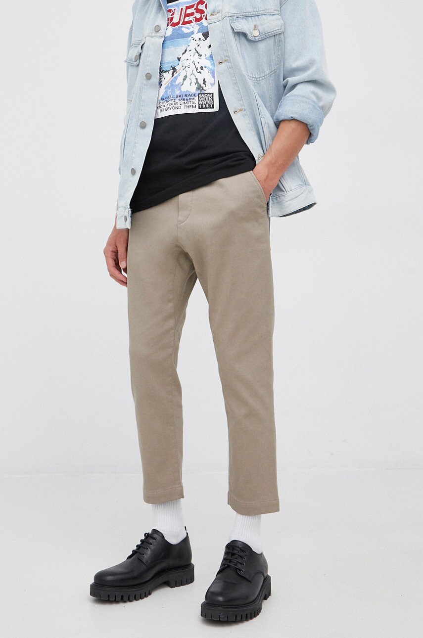 Drykorn pantaloni trop bărbați, culoarea bej, model drept